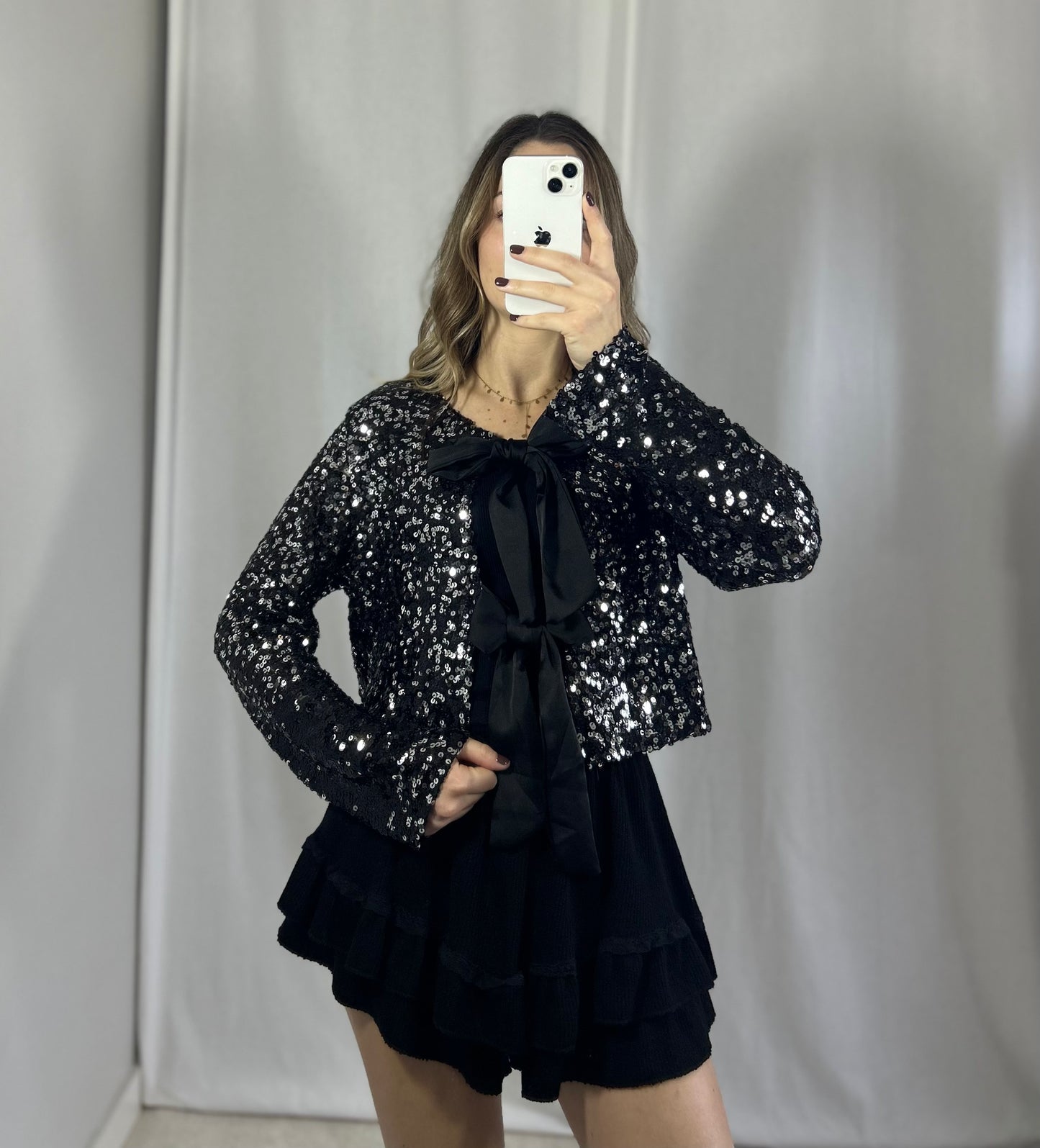 BLOUSE NOEUD ARGENTÉ