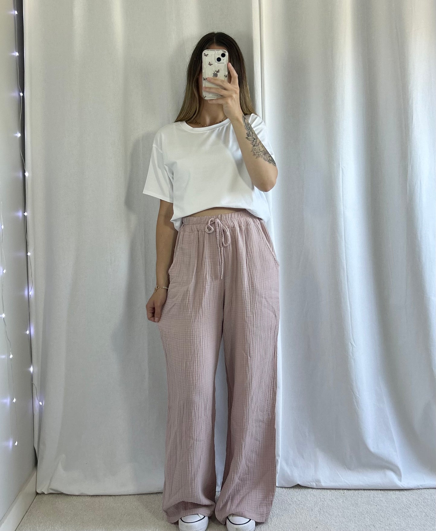PANTALON GAZE - ROSE