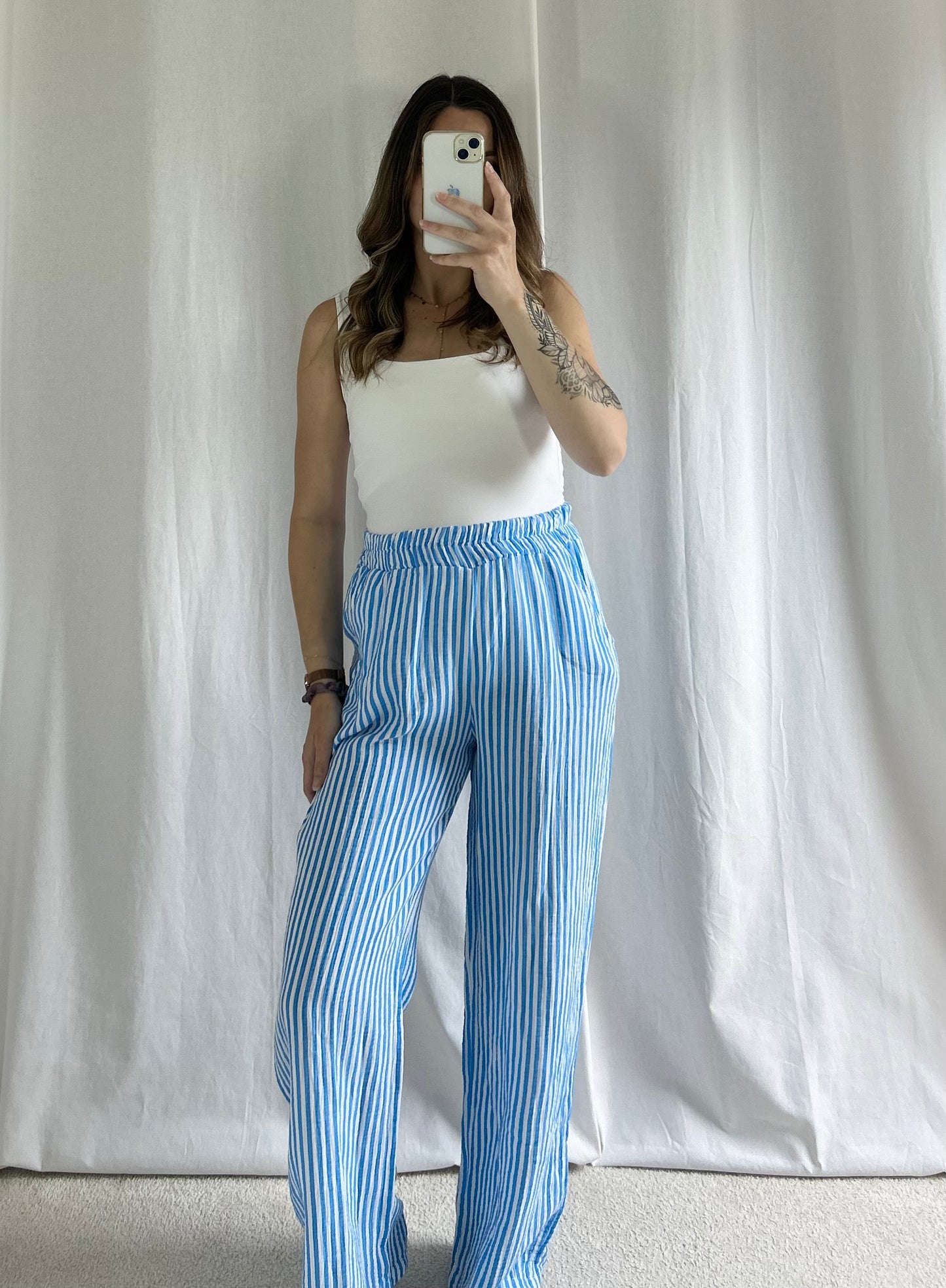 PANTALON GAZE - RAYÉ BLEU