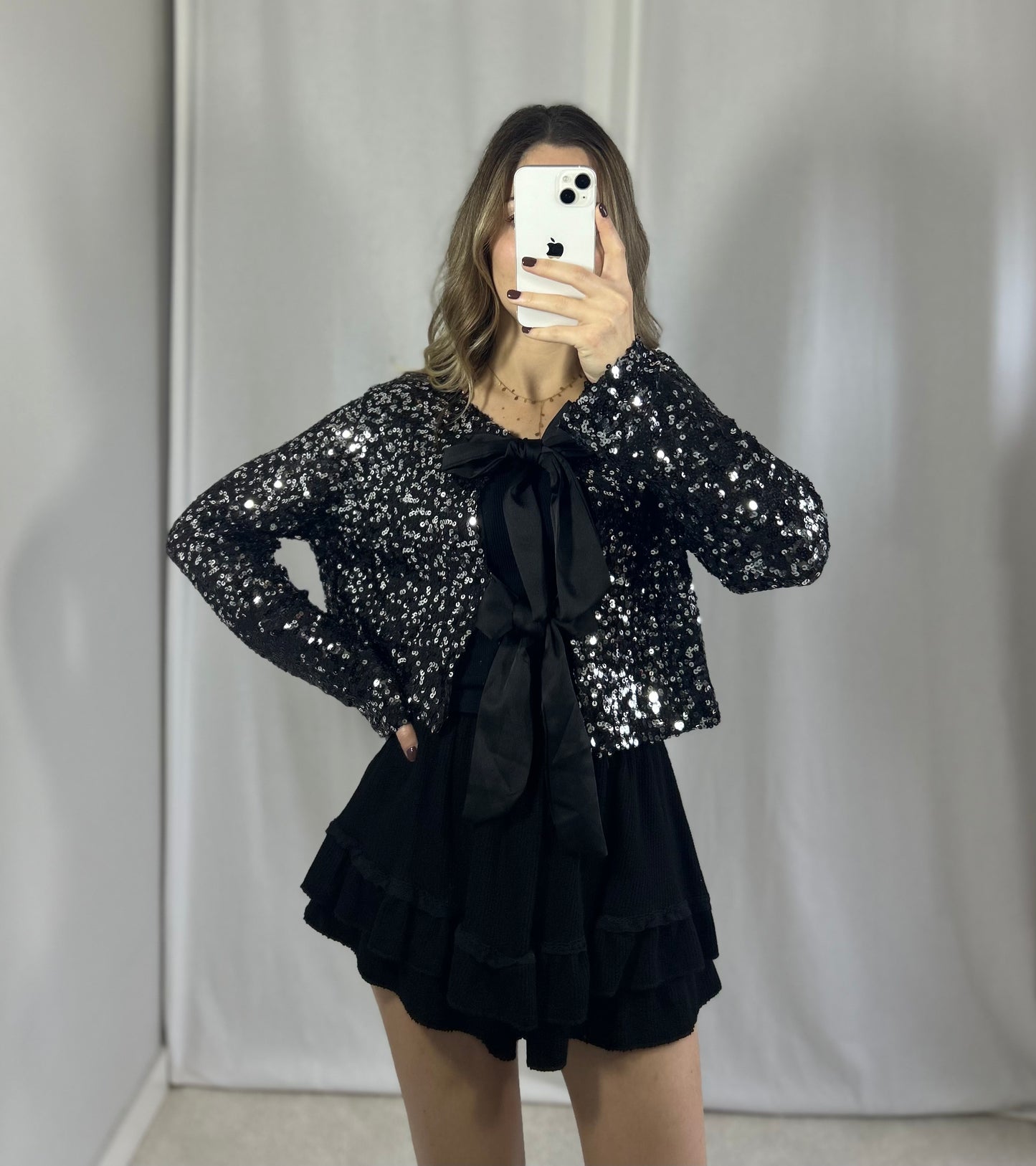 BLOUSE NOEUD ARGENTÉ