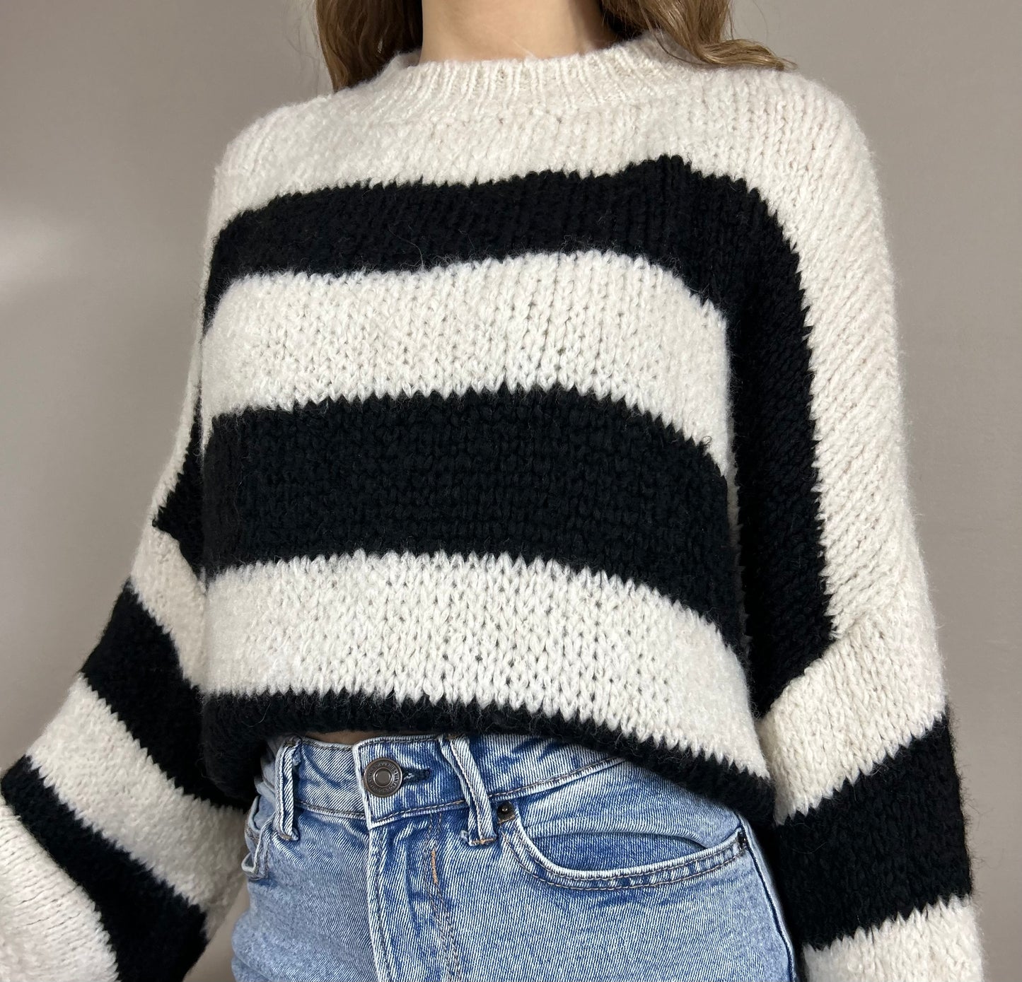 PULL ANAÉ - RAYÉ NOIR ET BLANC