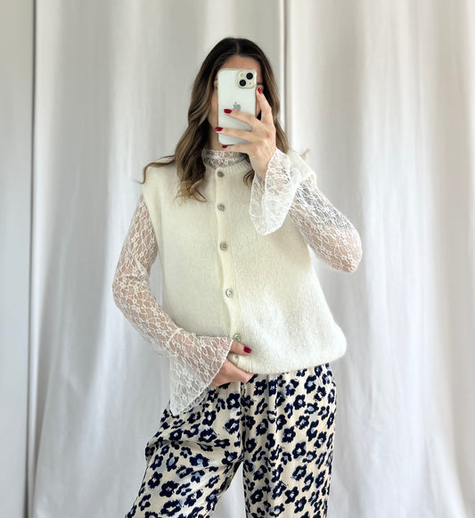 PULL SANS MANCHES ÉLIA - BLANC