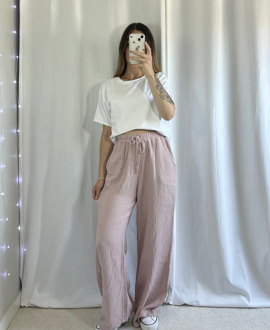 PANTALON GAZE - ROSE