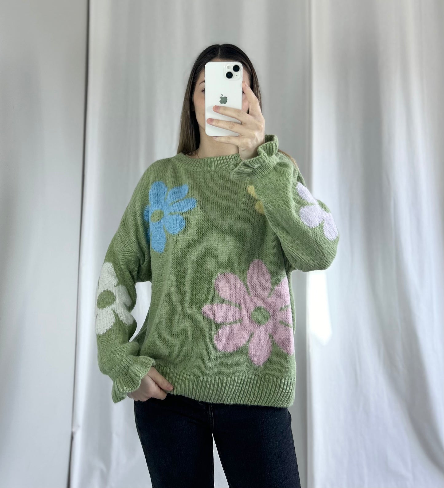 PULL FLEURS - VERT