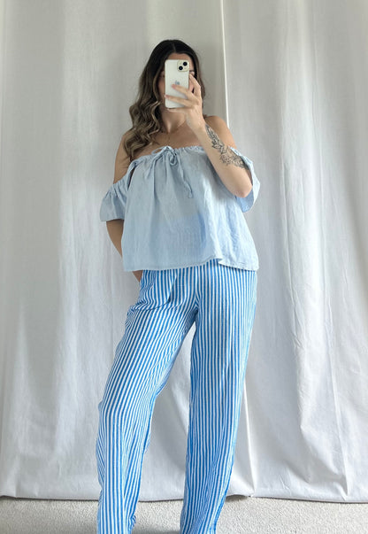 PANTALON GAZE - RAYÉ BLEU