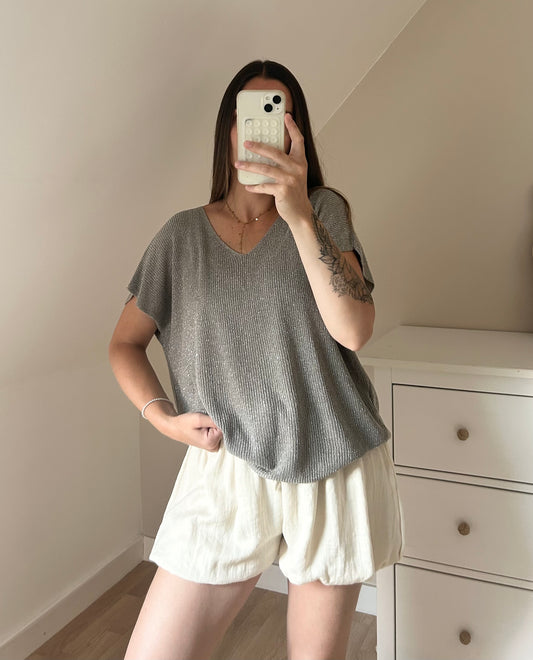 HAUT PAILLETÉ - TAUPE