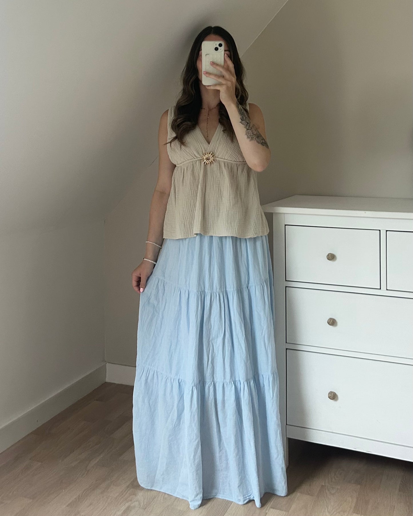 JUPE LONGUE CAROLE - BLEU