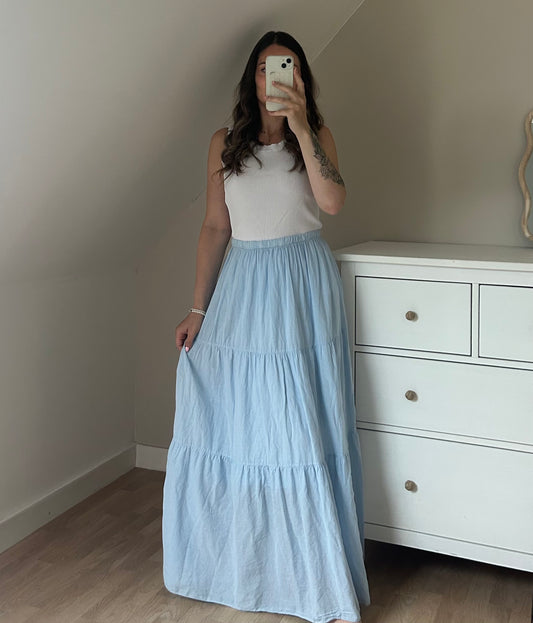 JUPE LONGUE CAROLE - BLEU