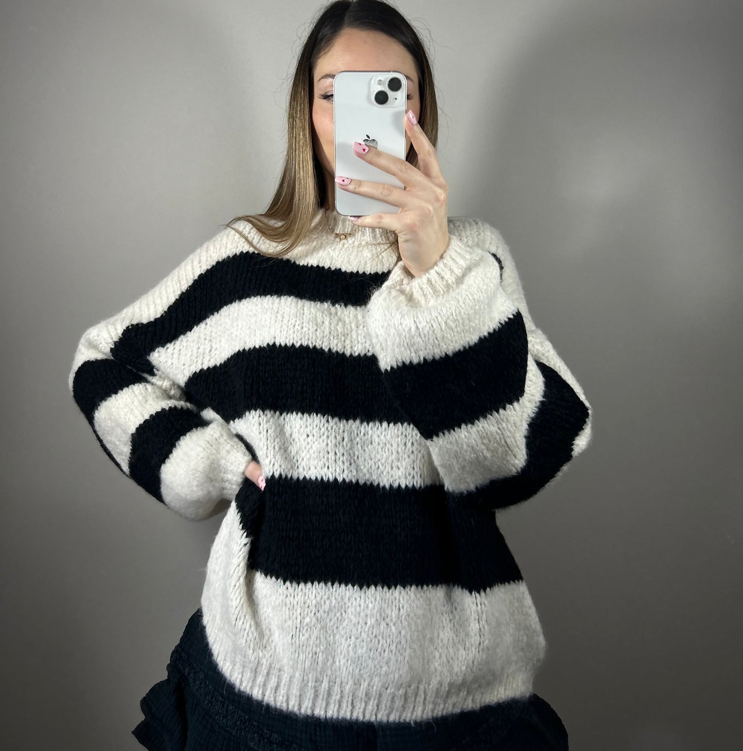 PULL ANAÉ - RAYÉ NOIR ET BLANC